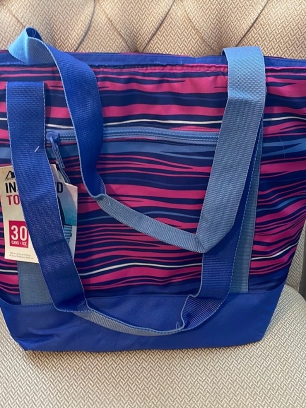 Igloo Blue and Pink Striped Tote